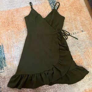 Altar'd State Green Asymmetrical Ruffled Sundress